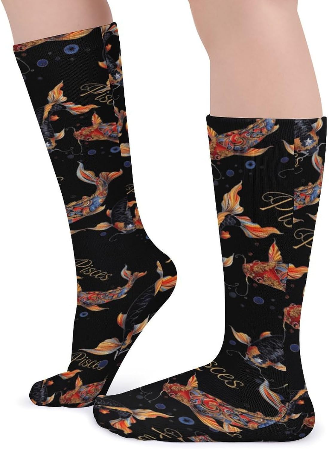 Pisces Zodiac Sign Knee High Socks Casual Long Stockings Over Calf Sock Tube for Women Men