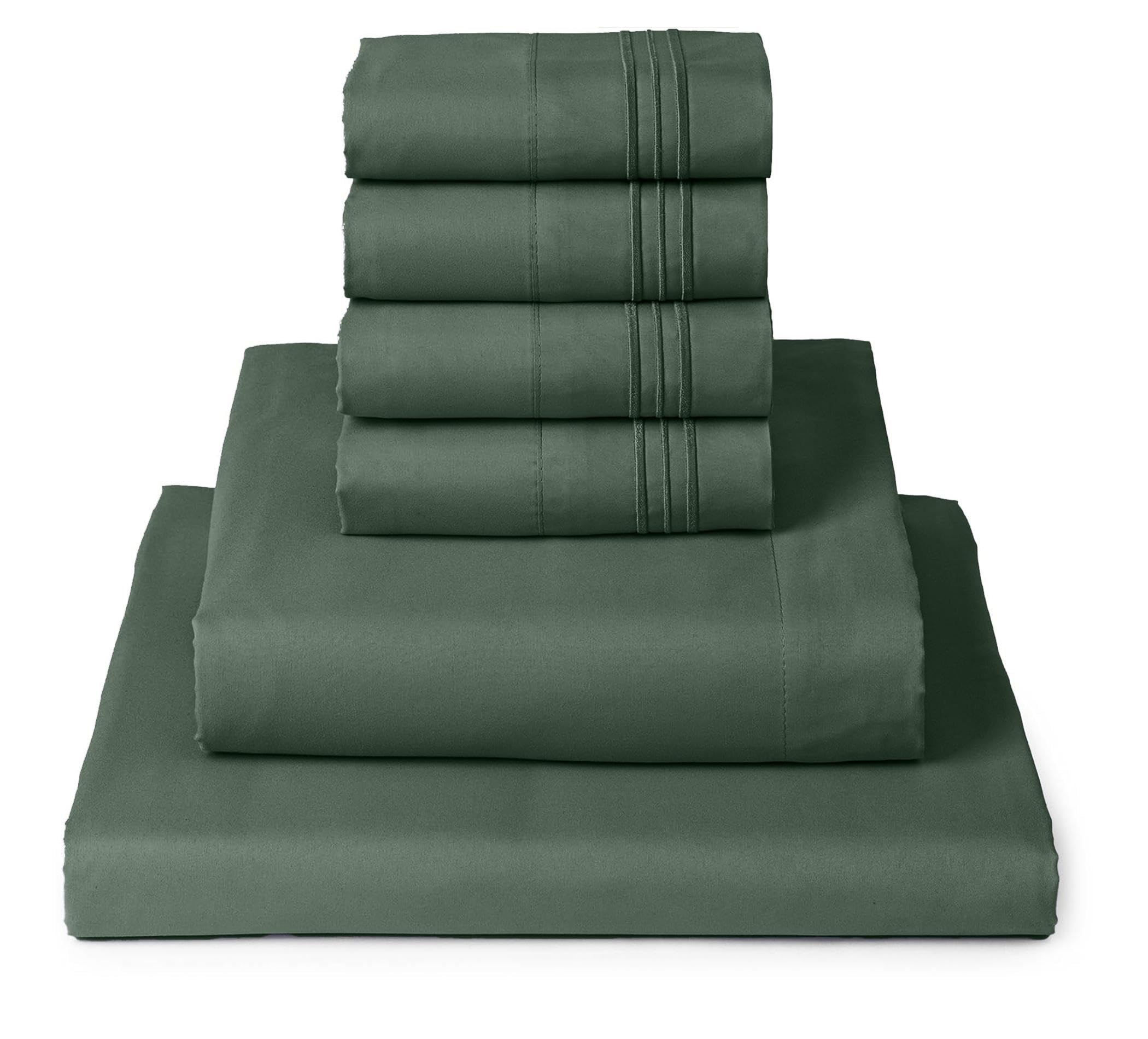 Mellanni Full Sheet Set - 6-Piece Iconic Collection Bedding | Including 4 Pillowcases, 21-Inch Extra Deep Pocket, Easy Care, Ultra Soft, Cooling Sheets, Brushed Microfiber - Emerald Green