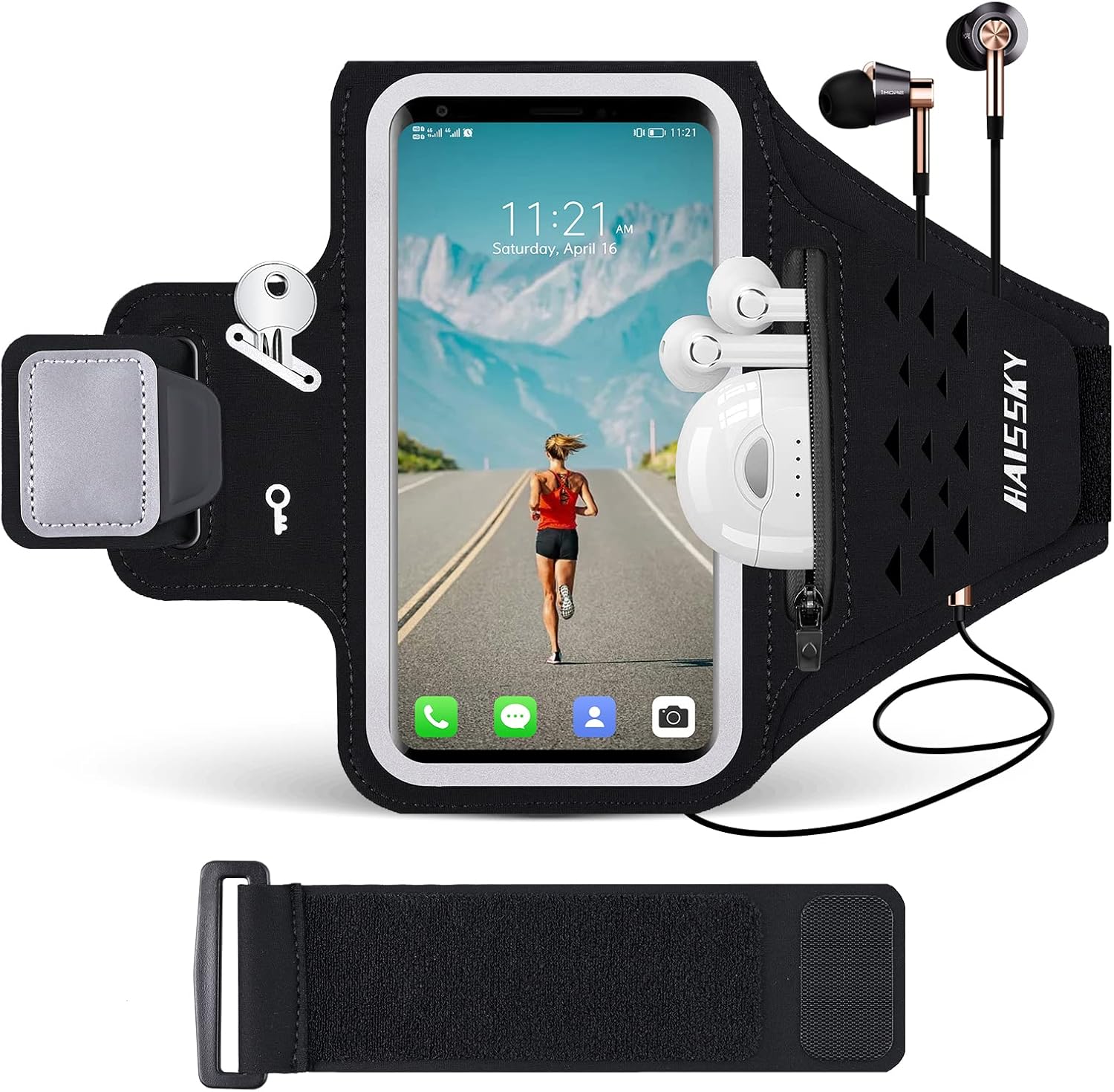HAISSKY Running Armband with Airpods Bag Cell Phone Armband