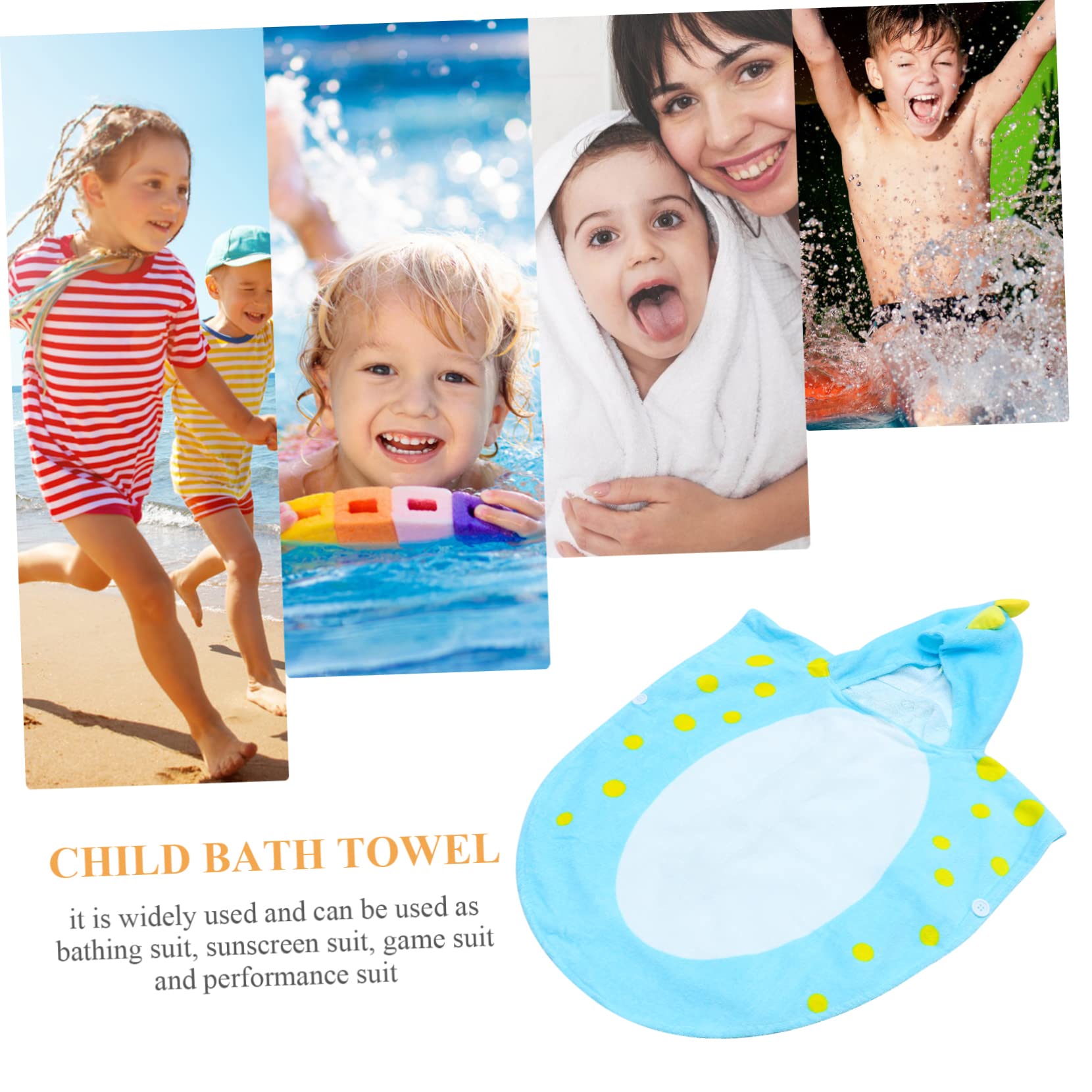 UPKOCH Toalla Infantil con Capucha Dinosaurio Azul Absorbente Algodón Poncho para Baño y Playa y Niñas
