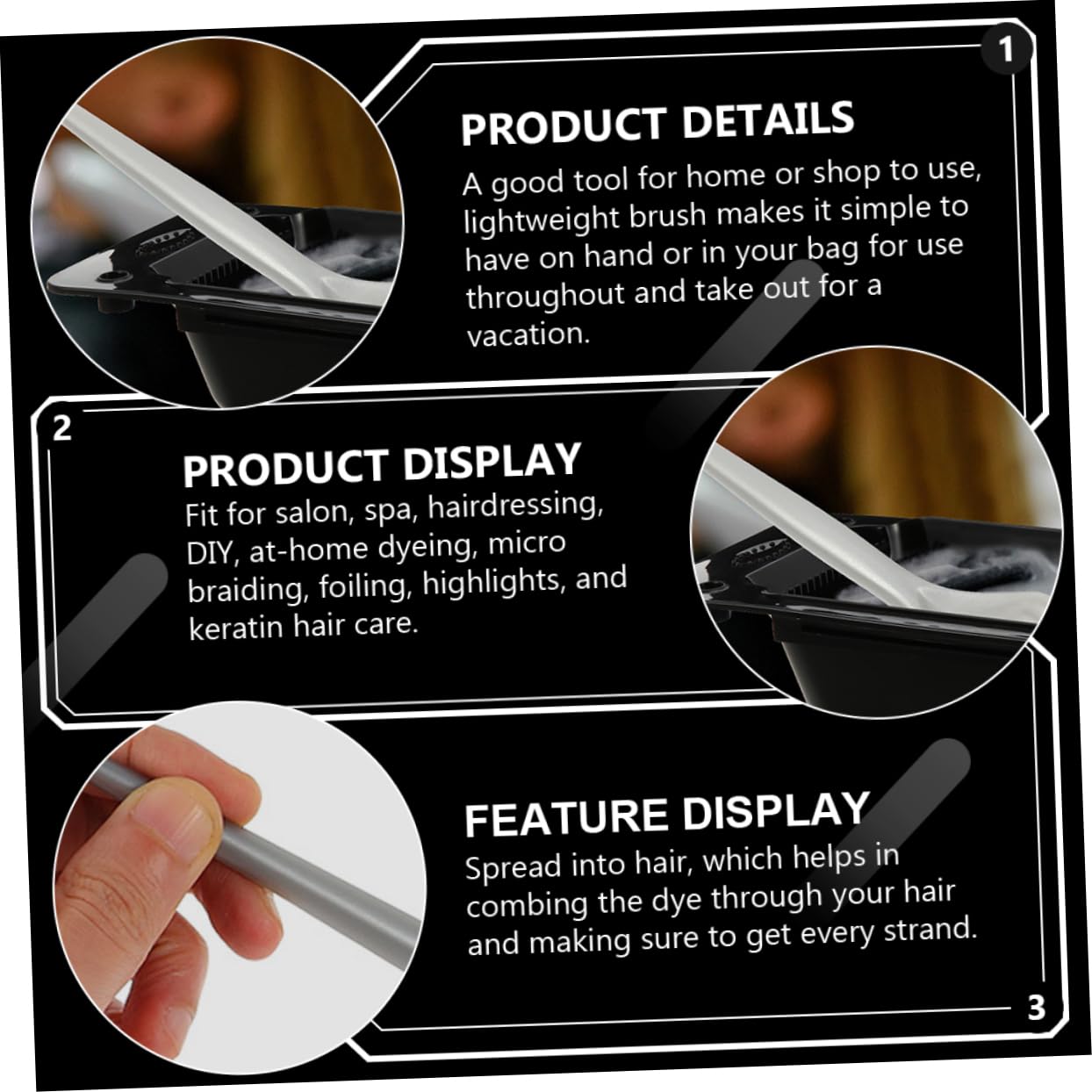 TOVINANNA Hair Dye Applicator Brush Set Soft Long Tail Dye Brush Tint Comb for Hair Coloring at Home or Salon Use