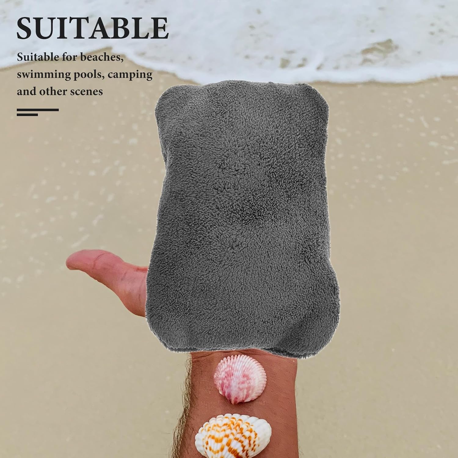 6pcs Sand Remover Mitt, Cotton Beach Cleaner Glove for Vacation