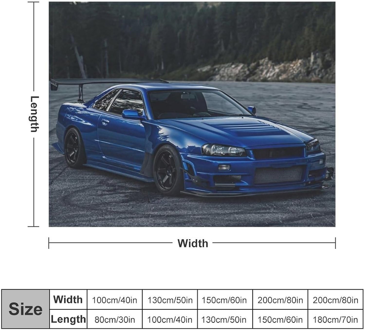 Soft Cozy Throw Blanket for Couch Bed Chair Sofa Car Outdoor Travel Blankets Flannel Lightweight Warm R34 Blue Car Hill Art JDM Blanket 50"x60"