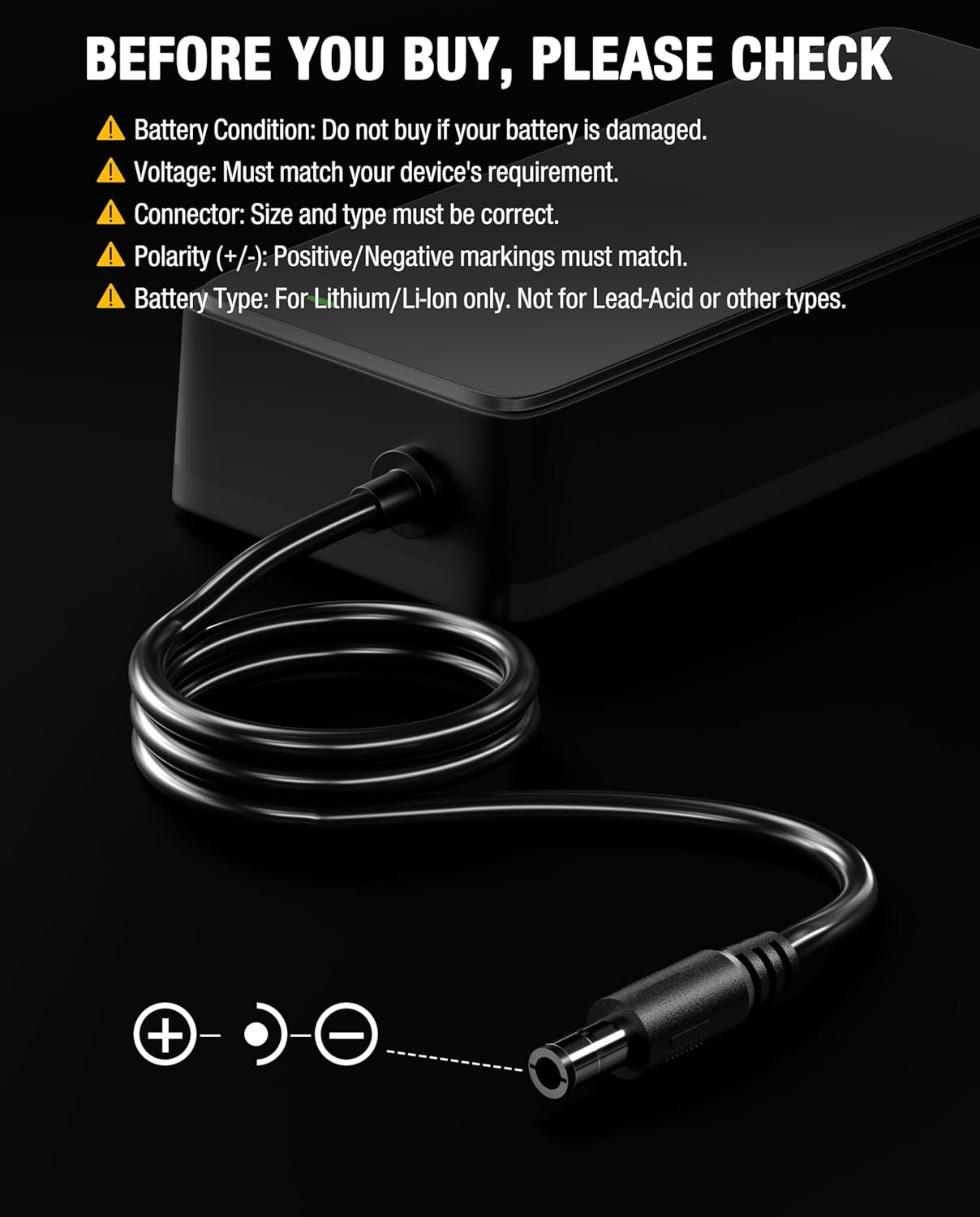 UL Listed 54.6V 2A Charger for 48V Lithium Battery, eBike Charger with DC 5.5x2.1mm Connector - Fast Charging, Overload Protection - Bicycle Power Adapter Compatible with Lectric XP 1.0/2.0/3.0 & More - Image 3