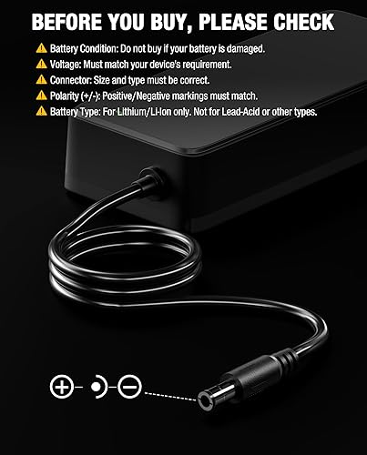 Miniatura 3 de Cargador UL de 54.6V 2A para batería de litio de 48 V, cargador de bicicleta eléctrica con conector CC de 0.217 x 0.083 in - Carga rápida,