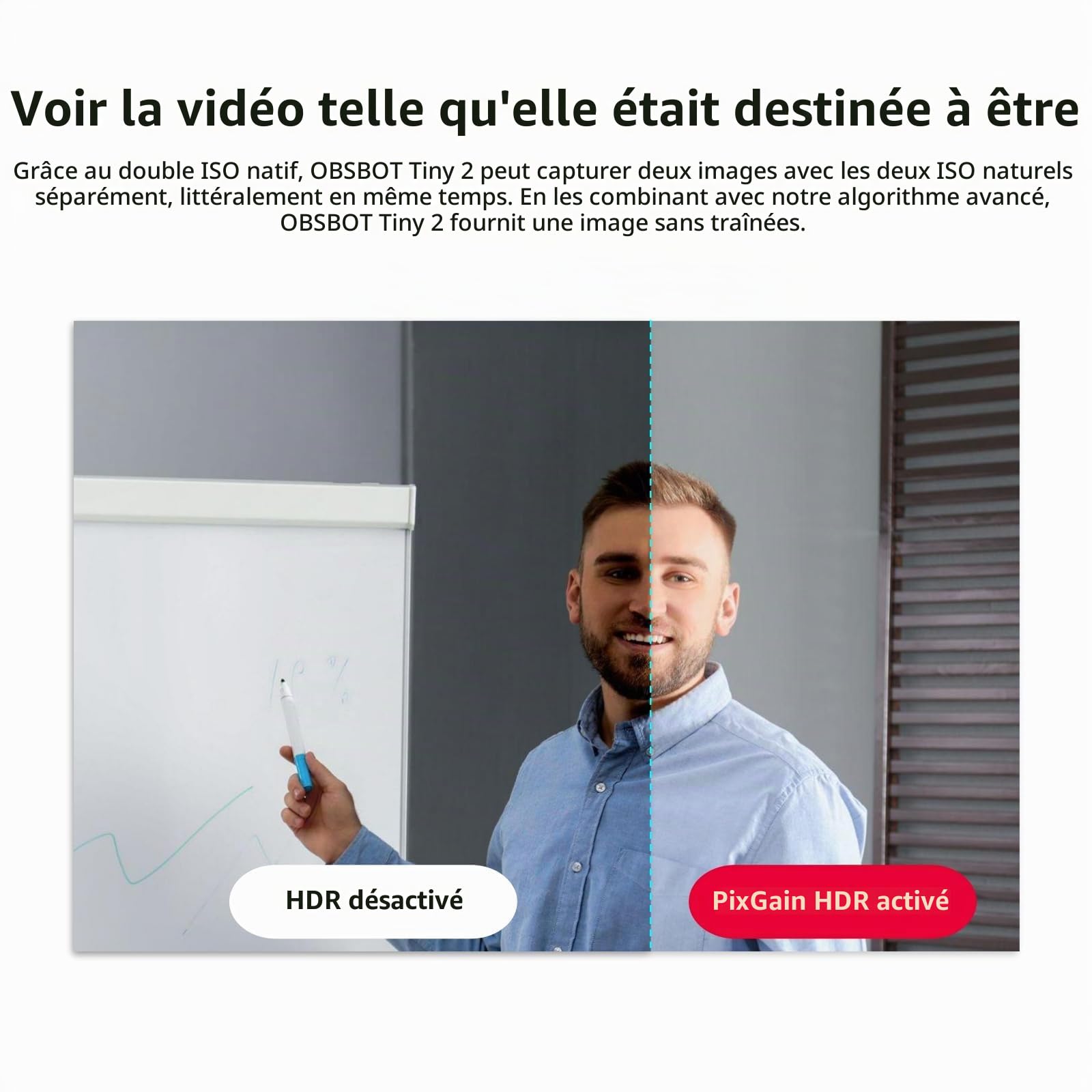 OBSBOT Tiny 2 4K Webcam avec trépied, Commande Vocale PTZ, Suivi IA