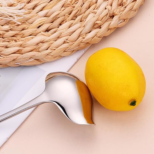 Vista 19 de Cucharón pequeño de acero inoxidable de 7.68 pulgadas, cucharones de sopa dorados, cucharones pequeños para salsa, cucharones de salsa, para salsa