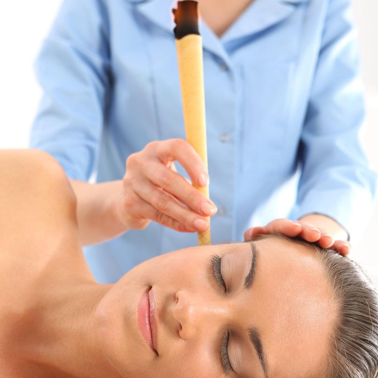 40 velas para los oídos: 24 cm para limpiar cerumen, con 20 bandejas, 40 bastoncillos de algodón y 2 cucharas, velas para los oídos, velas de perfume para relajación y salud