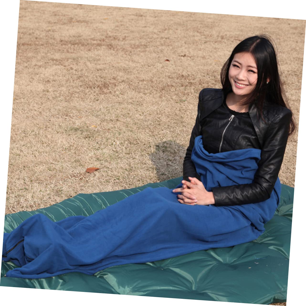 Mikinona Paquet De Couchage en Polaire Bleu 180x75 Cm pour Camping Et Randonnée, Léger, Imperméable, avec Rangement, Adapté pour Temps Frais Et Activités Plein Air