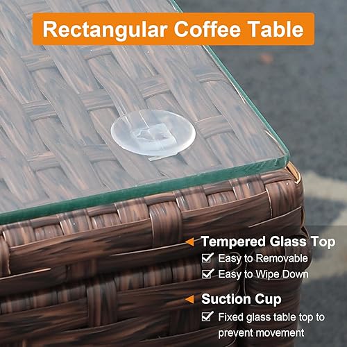 Miniatura 6 de Super Patio - Muebles de jardín 8 piezas de muebles para exteriores - Juego de muebles modulares de mimbre con mesa de almacenamiento cojines beige