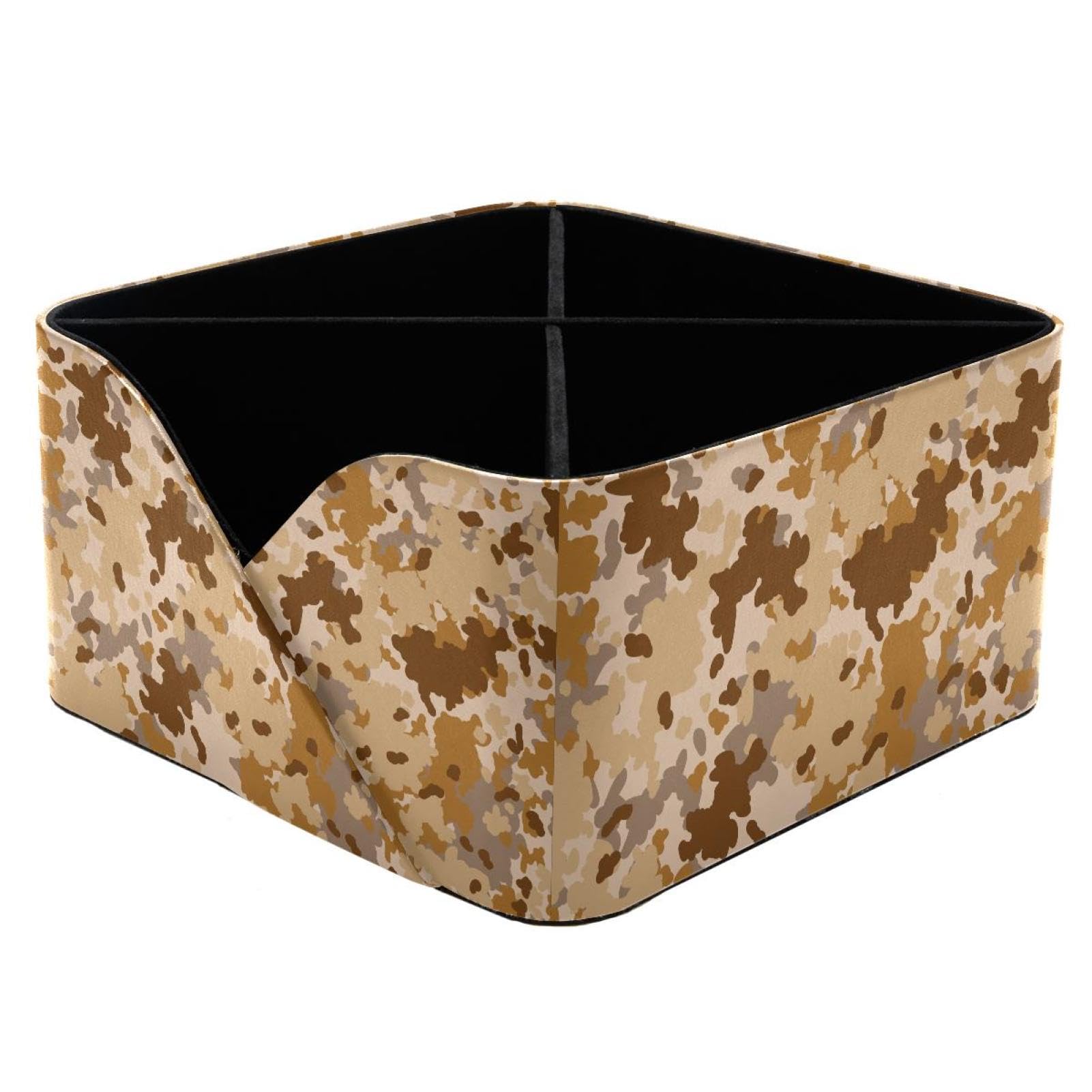 KengjuTesu Army Military Camouflage Brown Pattern Desktop Organizer Pen Holder, Rectangular Pencil Cup for Office, Study and Makeup Stations