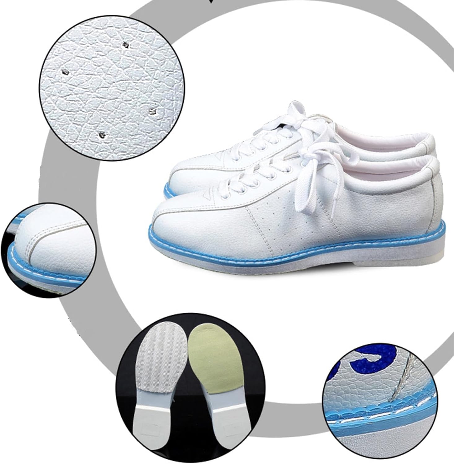 Bowling Shoes Men Women Indoor Anti-Slip Wear-Resistant Lightweigh Bowling Shoes Comfortable Breathable Classic Beginner for Bowling Alley bowling shoes ( Color : White , Size : 13.5 Women/12 Men )
