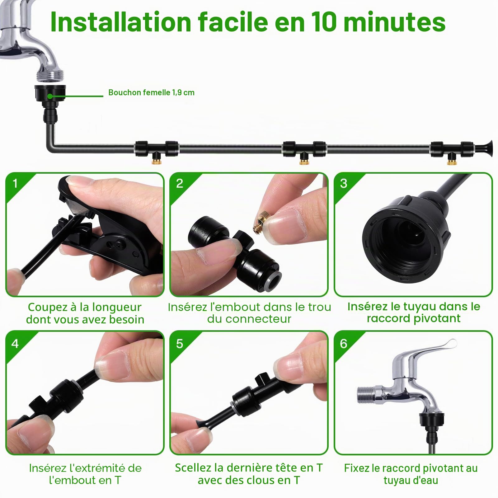 Purpledi 15M Système de Brumisation，75 Pcs Kits d'irrigation Système de Brumisation, Brumisateur Exterieur, Système de Brouillard Froid Extérieur, pour Les Jardins，Les Patios，Les Parasols，Les Toits