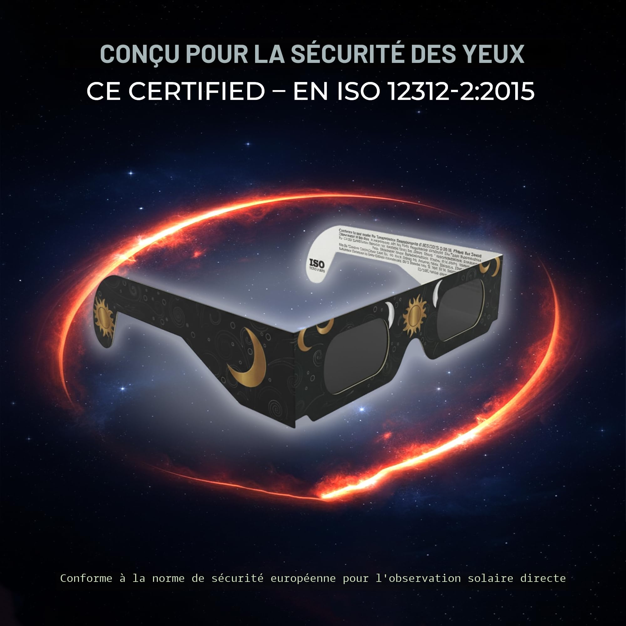 Lunettes pour éclipse solaire ISO 12312-2 CE Lot de 2 paires