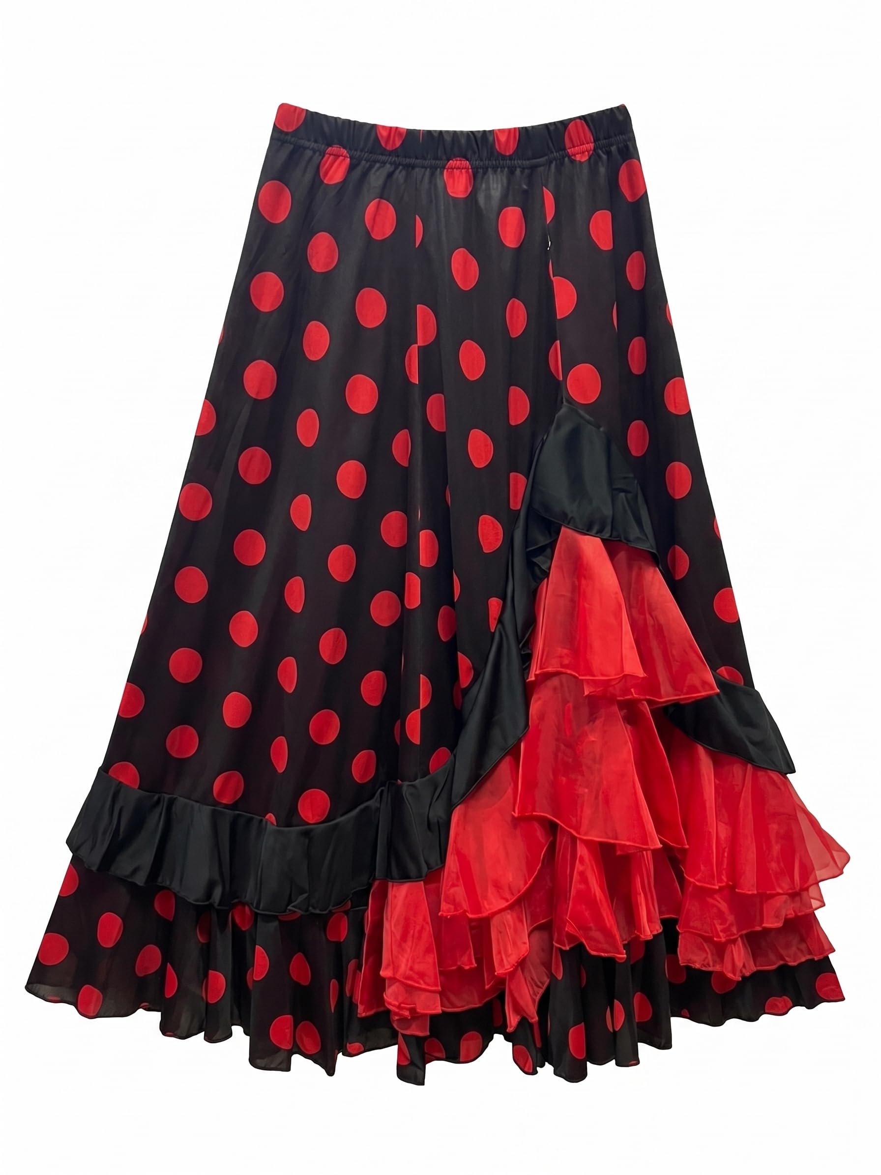 Carnavalife Falda Flamenca Baile sevillanas, Falda de Baile Flamenco, Volantes en Capas diseño asimétrico, Traje Feria, romería, espectáculo