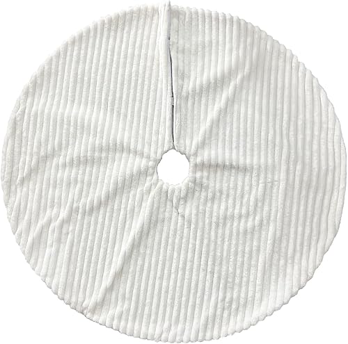 Miniatura 2 de Faldón de árbol de Navidad de piel sintética: 36 pulgadas, falda de árbol de Navidad de piel sintética de felpa blanca con patrón de textura