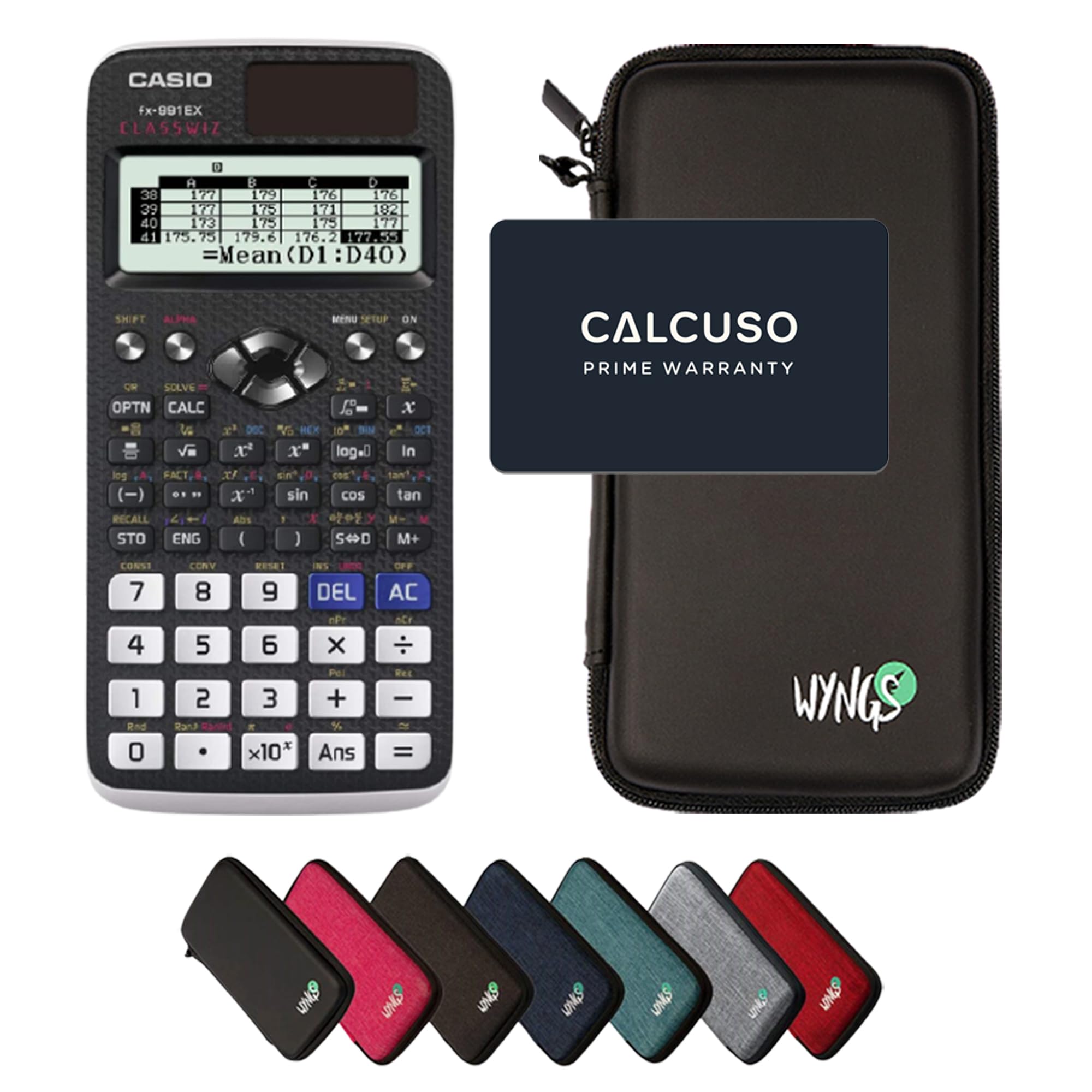 Calcuso Economy Package: Casio FX-991EX + WYNGS Protective Case Black + Extended Warranty from Calcuso