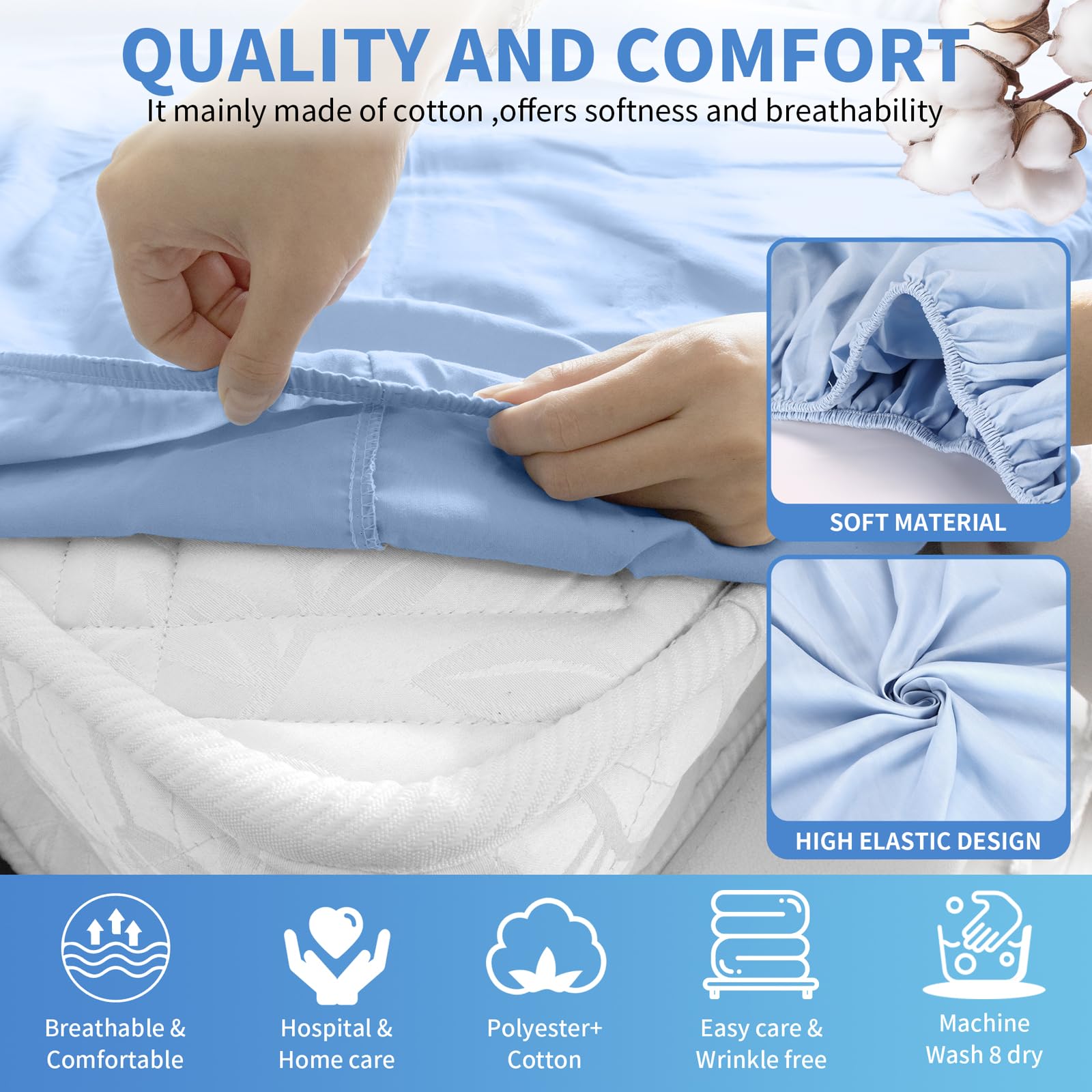 Paquete de 4 sábanas bajeras de hospital bariátrico de 42 x 80 x 12 pulgadas de profundidad para colchones médicos y bariátricos de gran tamaño, tejido suave, duradero y elástico (beige)