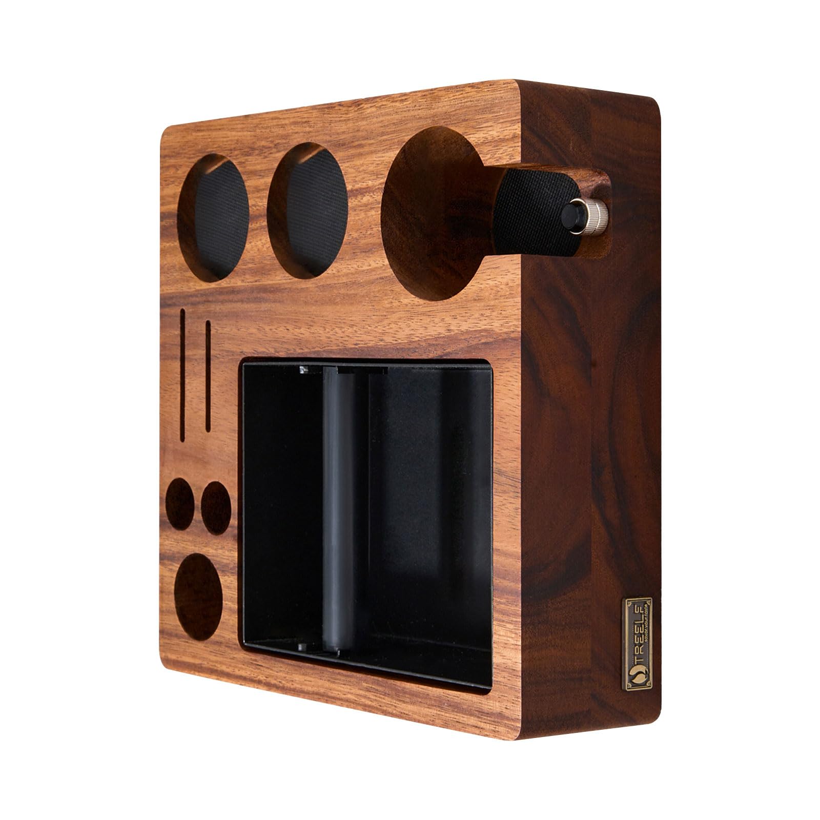 Limtula Pecan Coffee Storage with Multiple Sections for Kitchen Counter and Dining Space Stylish Coffee Accessory Storage