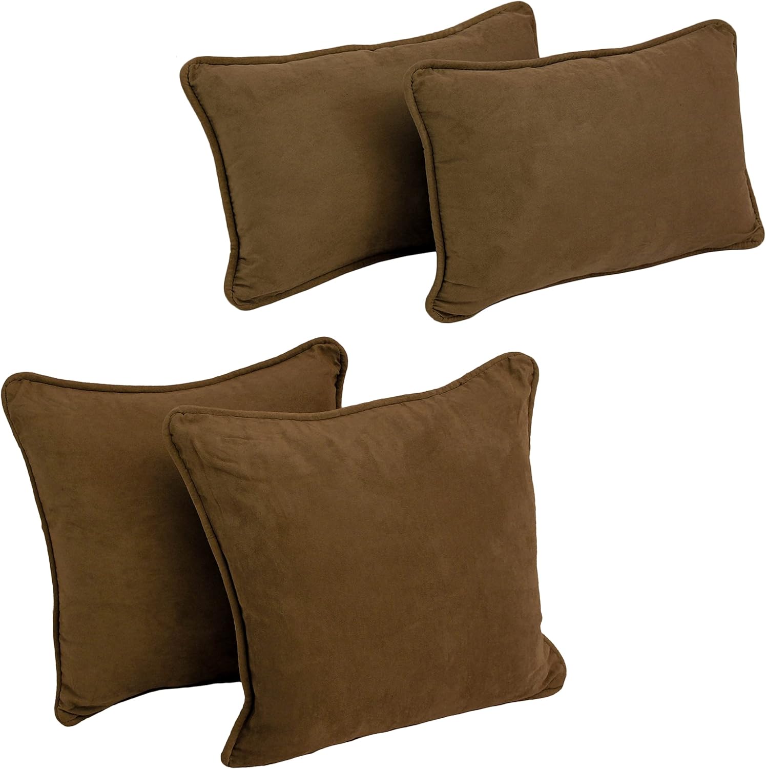 Blazing Needles Corded Microsuede Throw Pillow Set, Red Wine 4 Count