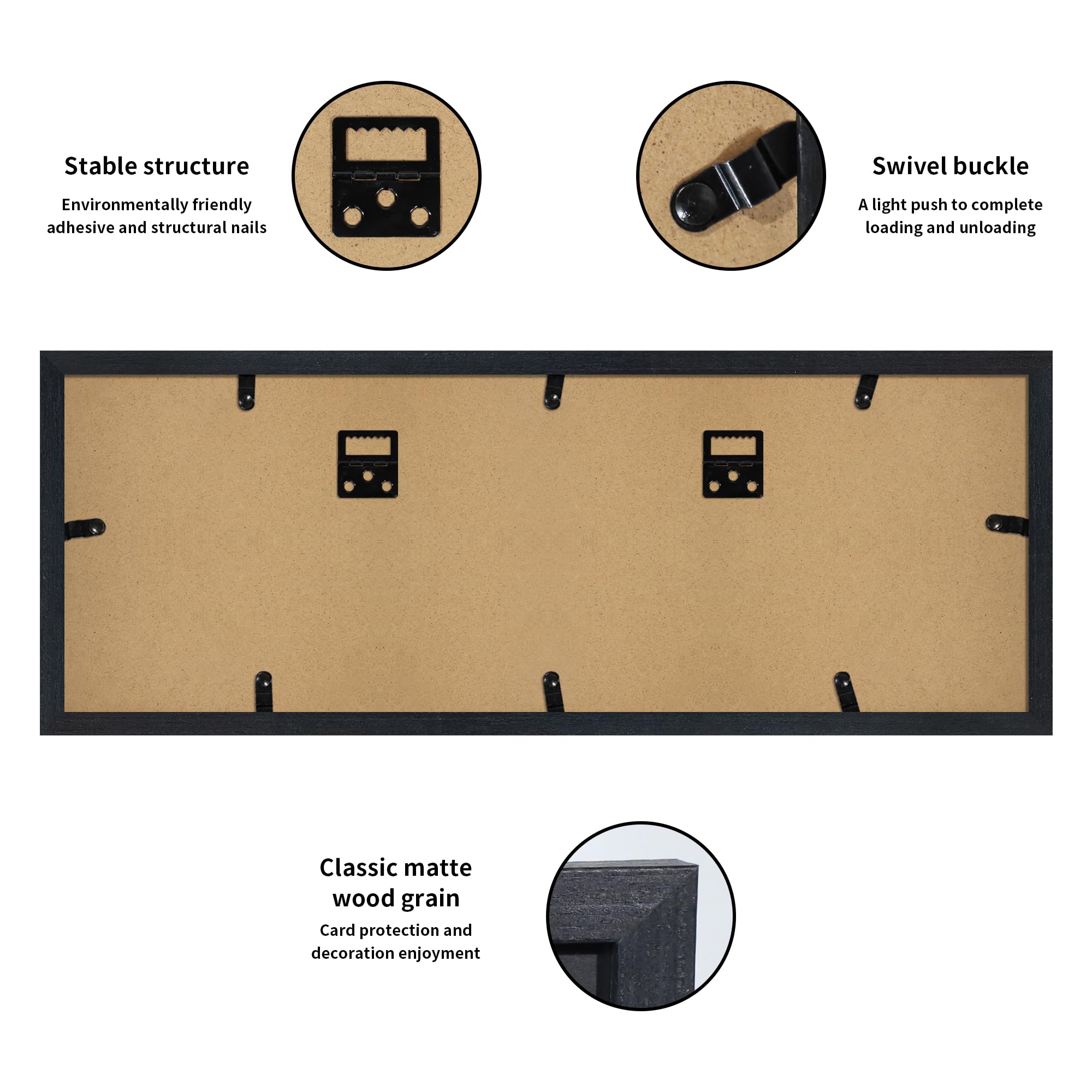 iRahmen Vitrina para tarjetas de intercambio, cubierta de vidrio templado y marco de madera, soporte de pared para tarjetas deportivas, soporte para 5 tarjetas para béisbol, Pokémon, béisbol