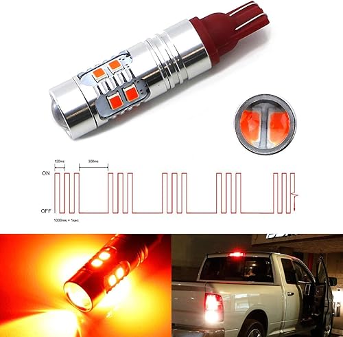 Miniatura 2 de iJDMTOY Bombilla de repuesto roja 10-SMD 921 912 compatible con Chevrolet Dodge, Ford, GMC, Nissan, Toyota, camión, montaje alto, 3ª luz de freno