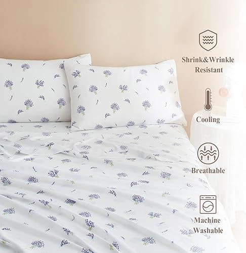 Miniatura 4 de Juego de sábanas de tamaño California King de 4 piezas, color blanco, sábanas de bolsillo extra profundo, sábana encimera suave, sábanas