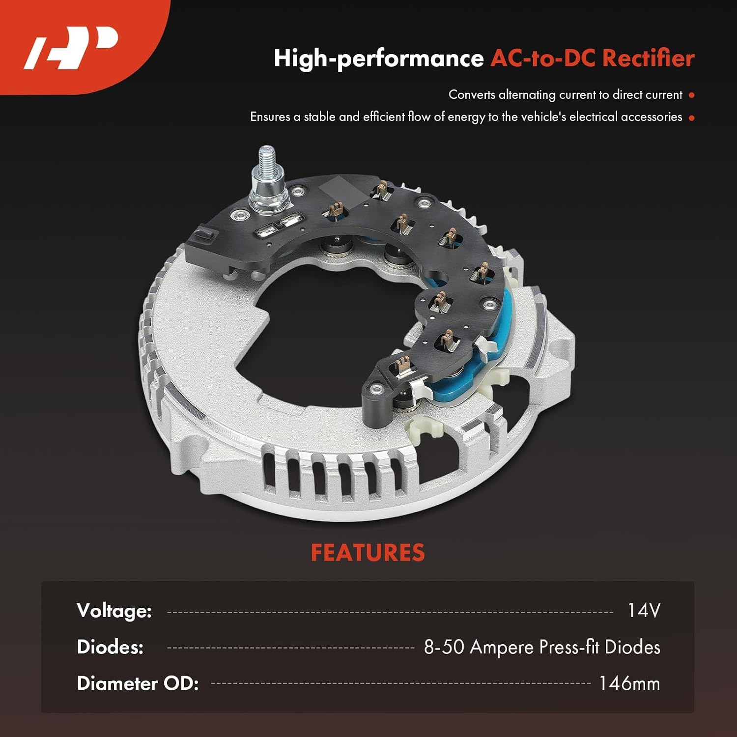 A-Premium Alternator Rectifier Compatible with Ford F-150 1994-2003, Explorer, Taurus, Expedition, E-350 Econoline Club Wagon, E-350 E-450 Super Duty, E-450 Econoline Super Duty