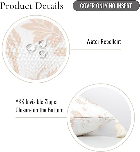 Miniatura 5 de Hofdeco Premium Funda de almohada lumbar para interiores y exteriores, solo 12 x 20 pulgadas, repelente al agua para patio trasero, sofá, borla