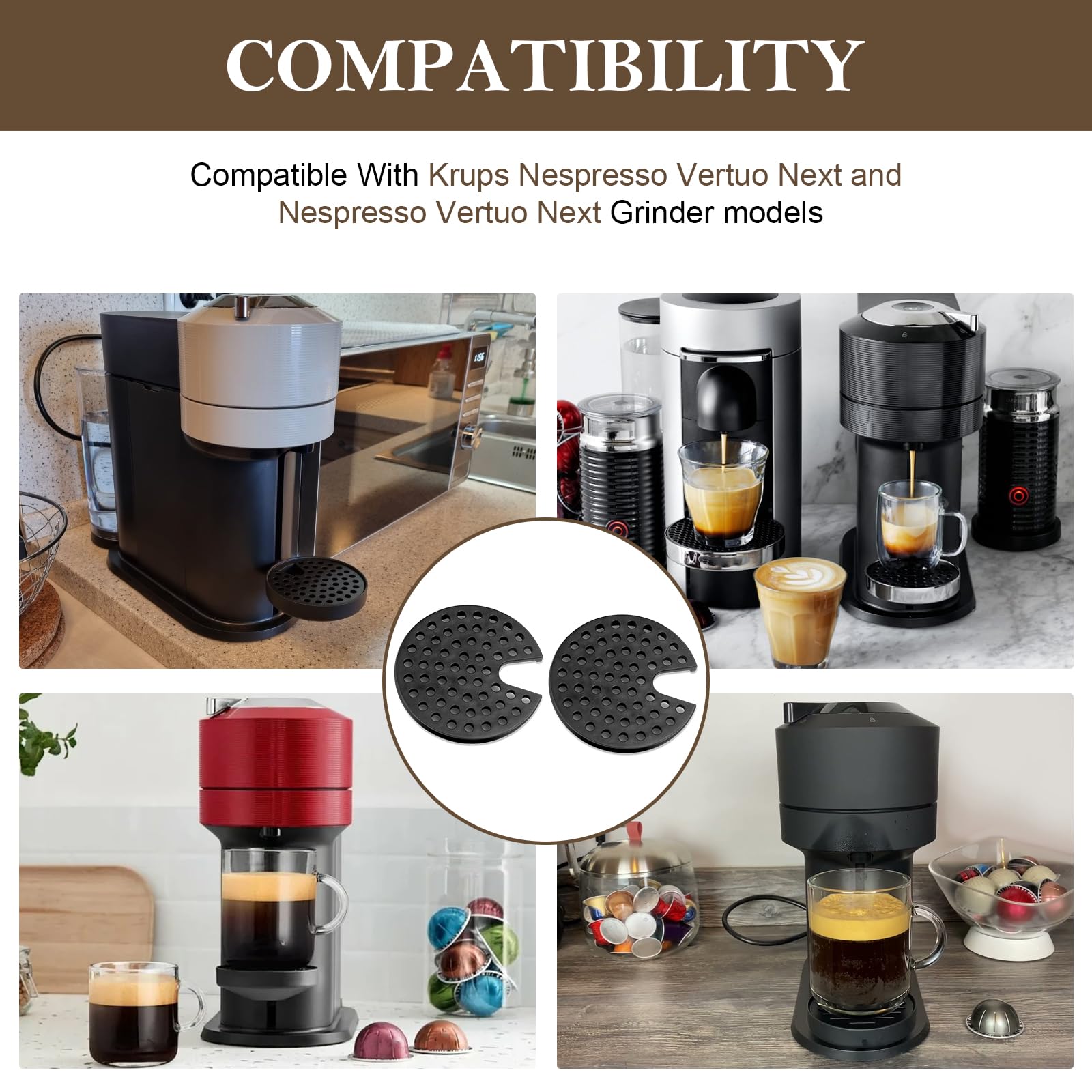 MS-624913 Grid for Coffee Maker Fit for Krups Nespresso Vertuo Next and Nexpresso Vertuo Next Grinder Models, Drip Tray Grid Cup Mug Rest for Nespresso Espresso Machine Replacement Parts, 2 Pack