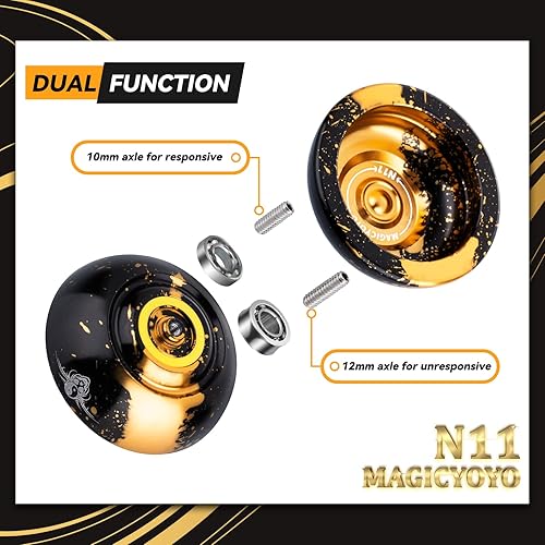 Miniatura 3 de MAGICYOYO Yoyo N11 Responsive & No Responsive (Negro Dorado y Azul Cielo Dorado)