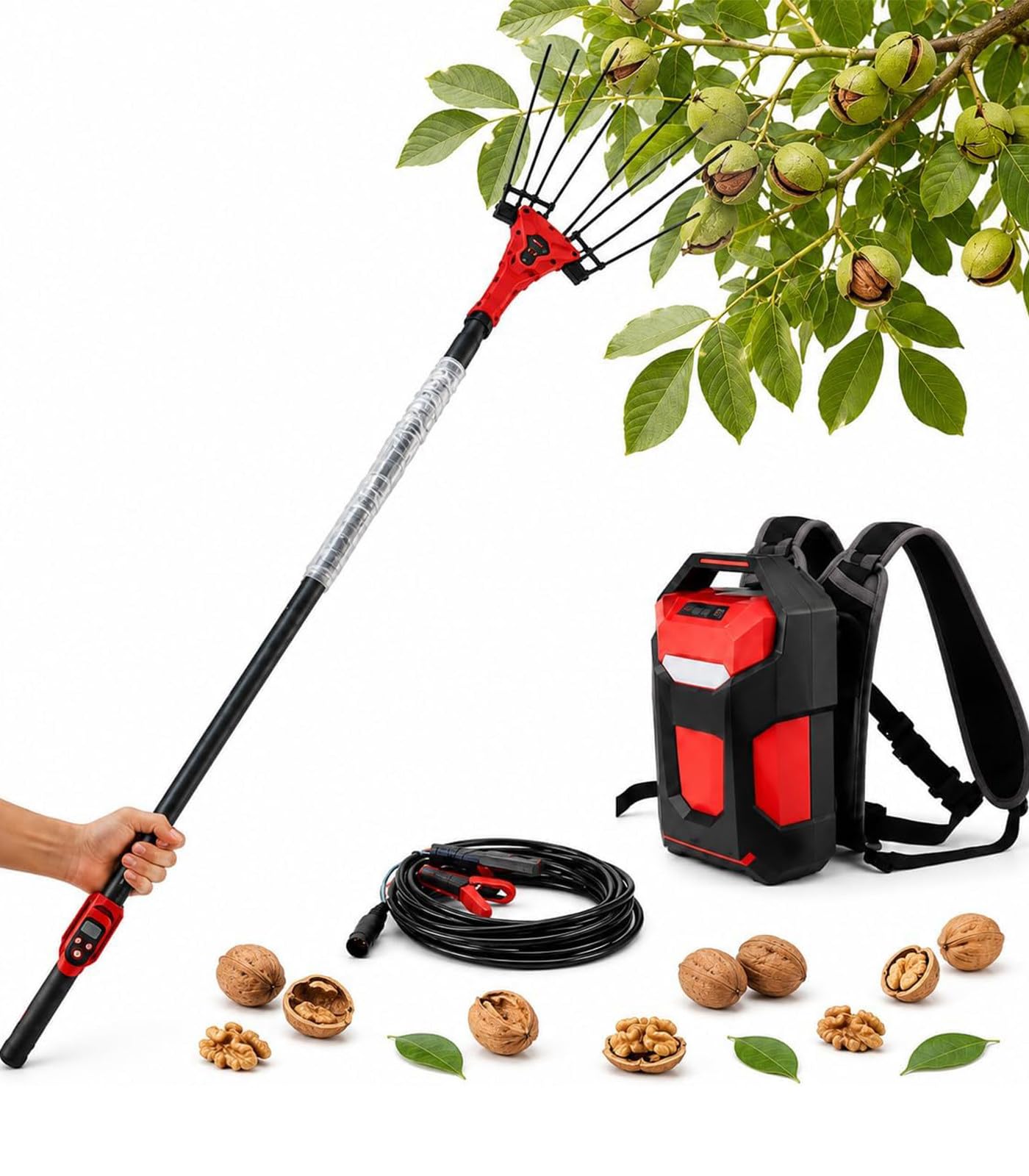 Raccoglifrutta Elettrico Senza Fili 600W | Per olive, noci, chicchi di caffè e bacche
