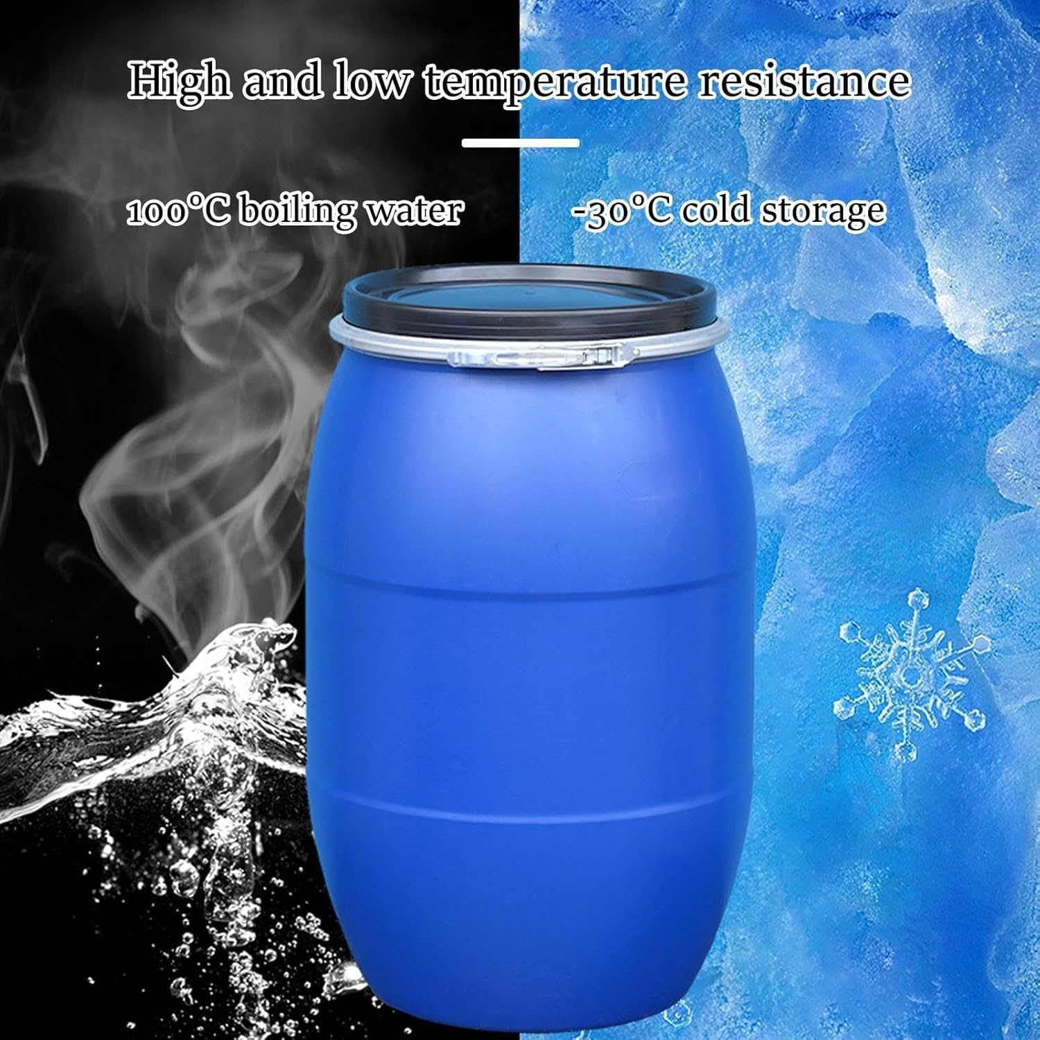 Barriles De Plástico Resistentes con Asa - Tambor De Almacenamiento Hermético Y Apto para Alimentos para Agua De Emergencia, Paquete De Laboratorio, Cubo Multifuncional 30L