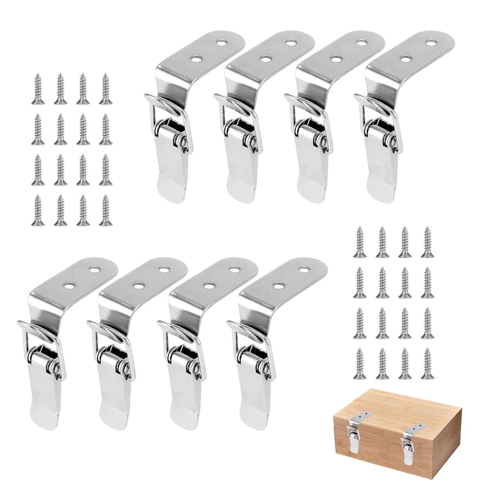 Lot De 4 Fermetures à Cliquet à 90° En Acier Inoxydable - Pour Valises, Caisses, Armoires - Avec Vis