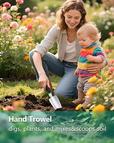 Miniatura 4 de 3 herramientas de jardín, juego de herramientas de jardín de aluminio fundido resistente con paleta de mano, paleta de trasplante, rastrillo