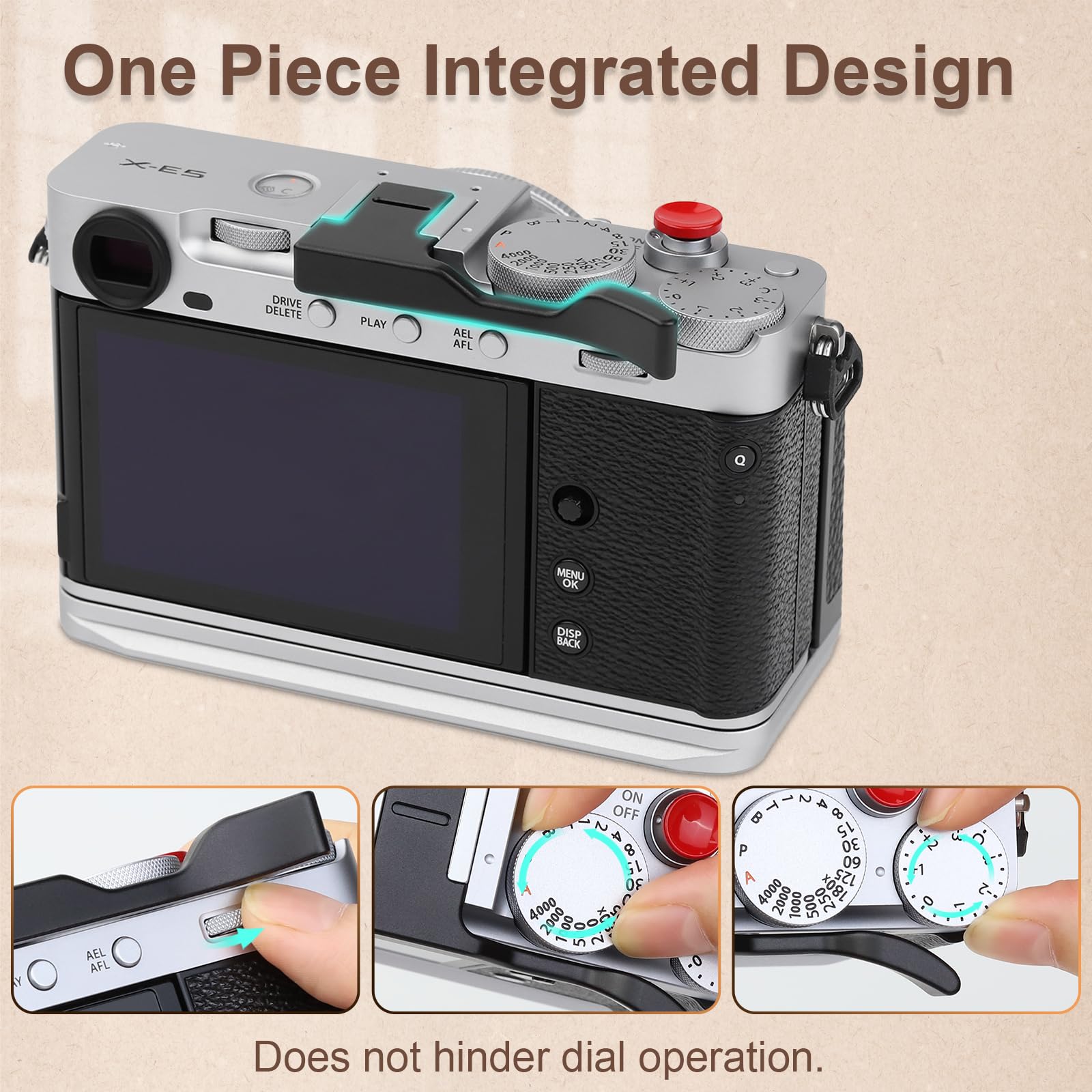 Haoge Uchwyt kciuka do Fujifilm XE5 korpus aparatu akcesoria cyfrowe metalowa gorąca stopka kciuk w górę podpórka uchwyt czarny THB-XE5-B