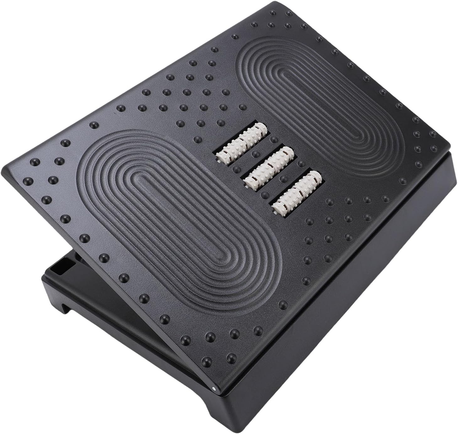 Under Desk Footrest Height Adjustable Ergonomic Anti Slip Detachable Foot Stool for Office Home Use Made of PP Plastic Size 42 x 31cm (Black)