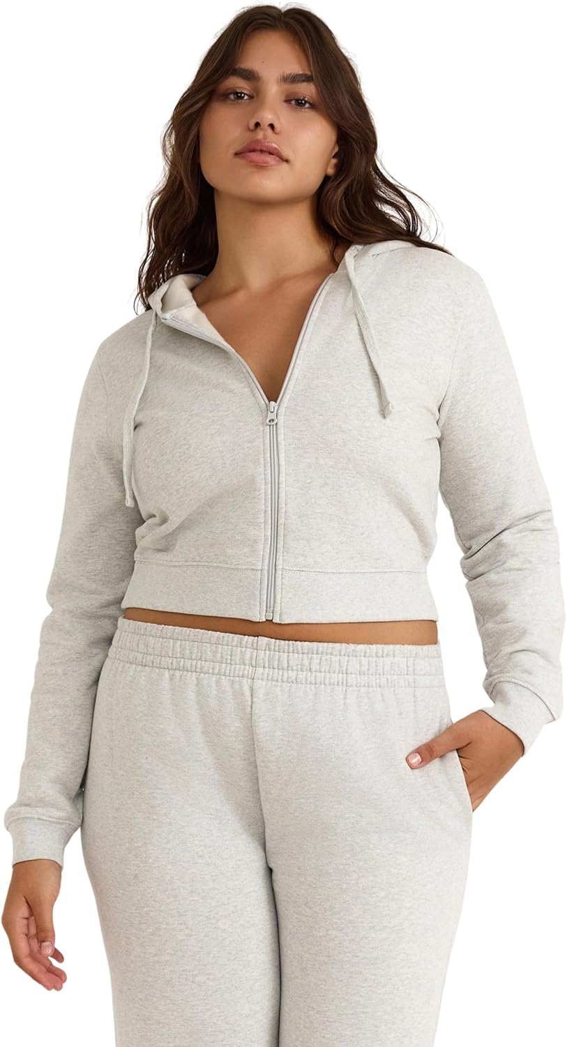 Organic Basics womens Weekend Crop Zip Hoodie