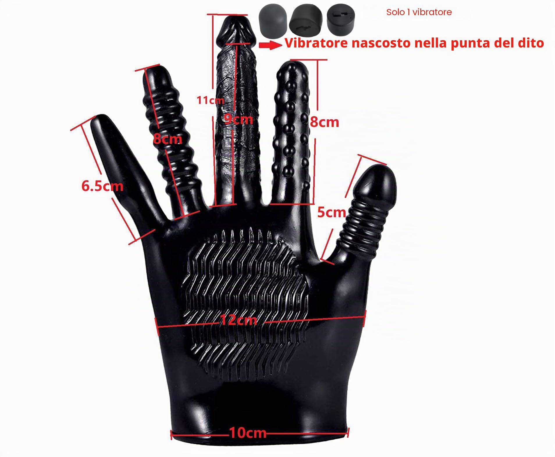 Vibratore per dita medie, dildo vibrante, guanti per masturbazione, impermeabili, in lattice, fetish, guanti multifunzione (1 guanto per la mano destra)