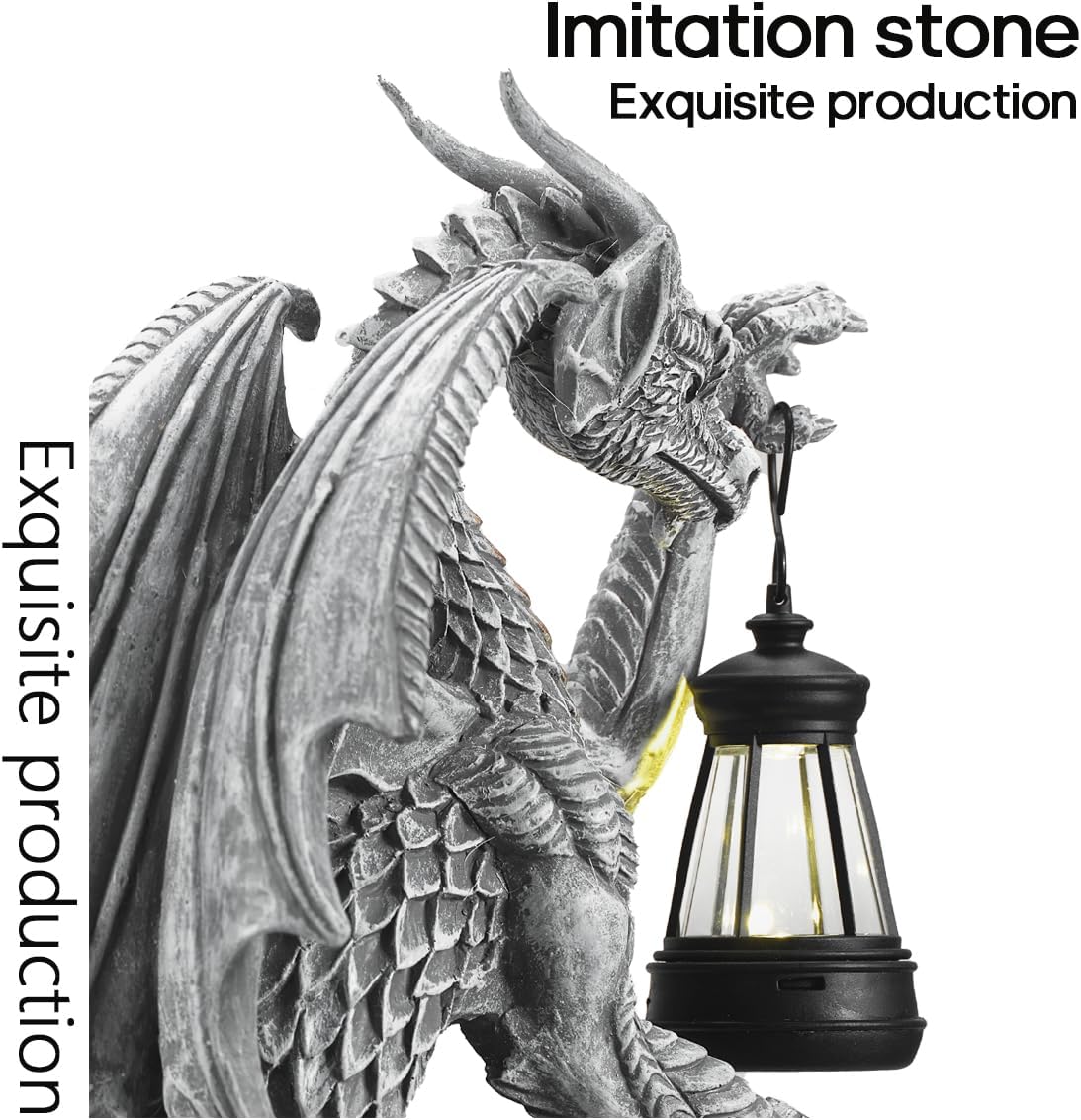 Dragon Outdoor Porch Decor Hugger with Solar Lantern Gothic, Dragon Statue Garden Lights, Gifts for Mom, Housewarming Gifts for Women, Gifts for Christmas, Ideal Dragon Garden Decor-Pair - Image 8