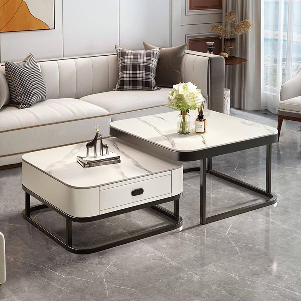 Computer Desk, Vanity Desk, Bedside Tables,Nesting, Glass End Table Stainless Steel Frame Side Tables and, F