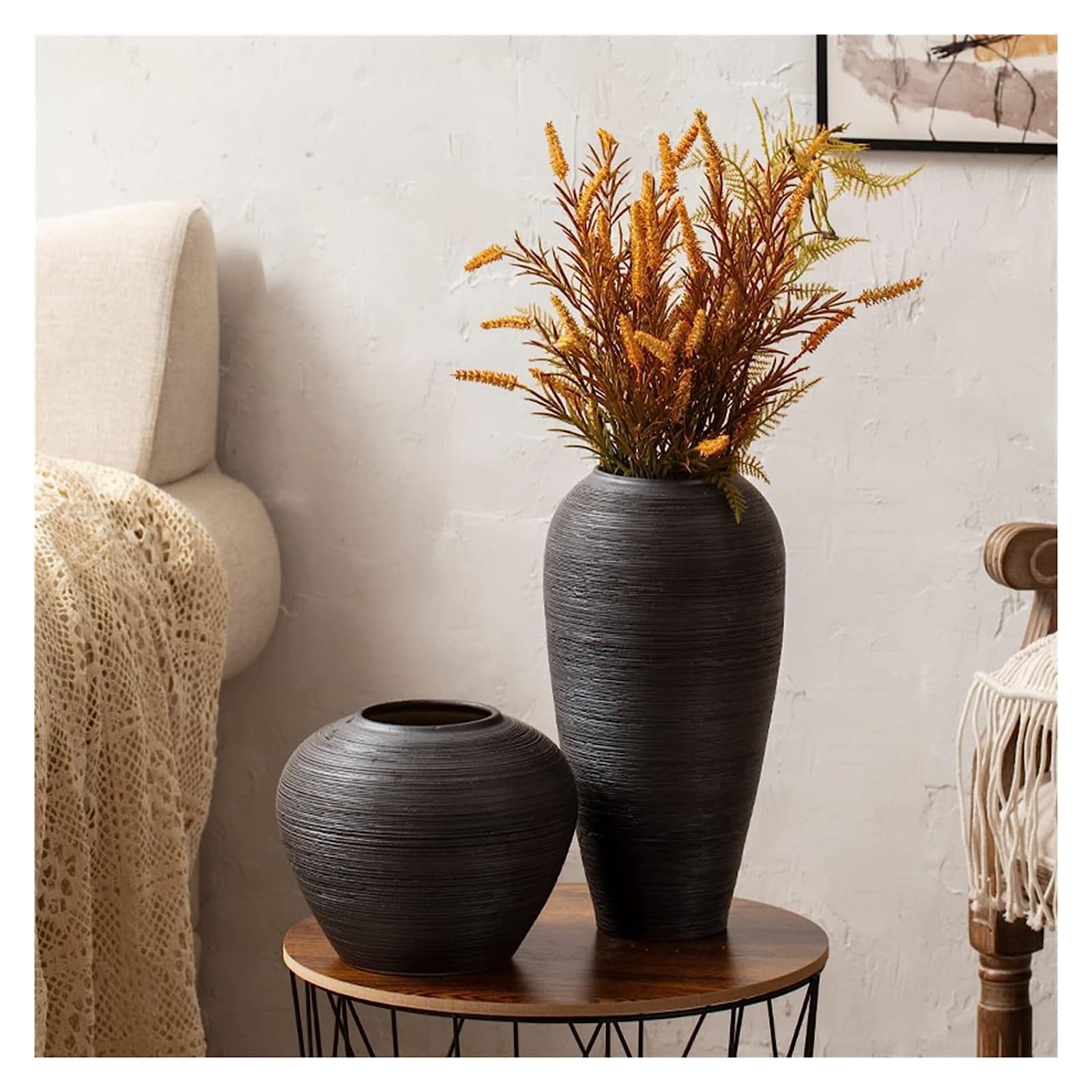 Vasi in Ceramica, vasi Decorativi, Set di 3 vasi, vasi Alti, vasi Piccoli, vasi per Fiori Artificiali, Decorazioni per la Sala da Pranzo(23 * 18CM)