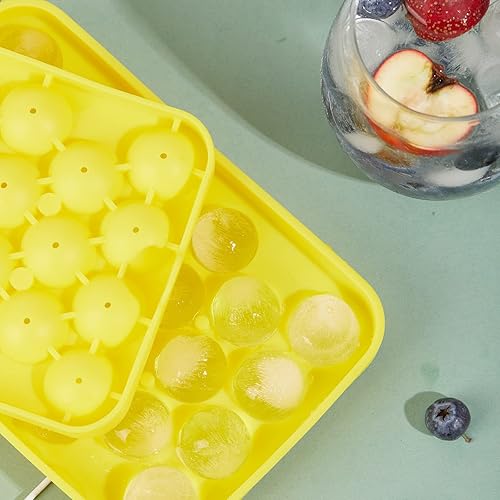 Miniatura 4 de Bandeja redonda para cubitos de hielo, paquete de 2 unidades, silicona libre de BPA, flexible, de fácil liberación, 1.1 pulgadas x 50 moldes para