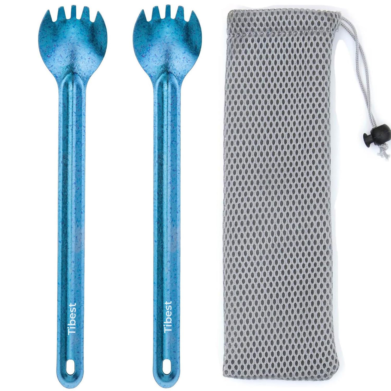 Titanium Spork, 8.7" Long Handle, Backpacking Spork and Spoon, Ultra Lightweight Camping Utensil for Hiking, Travel