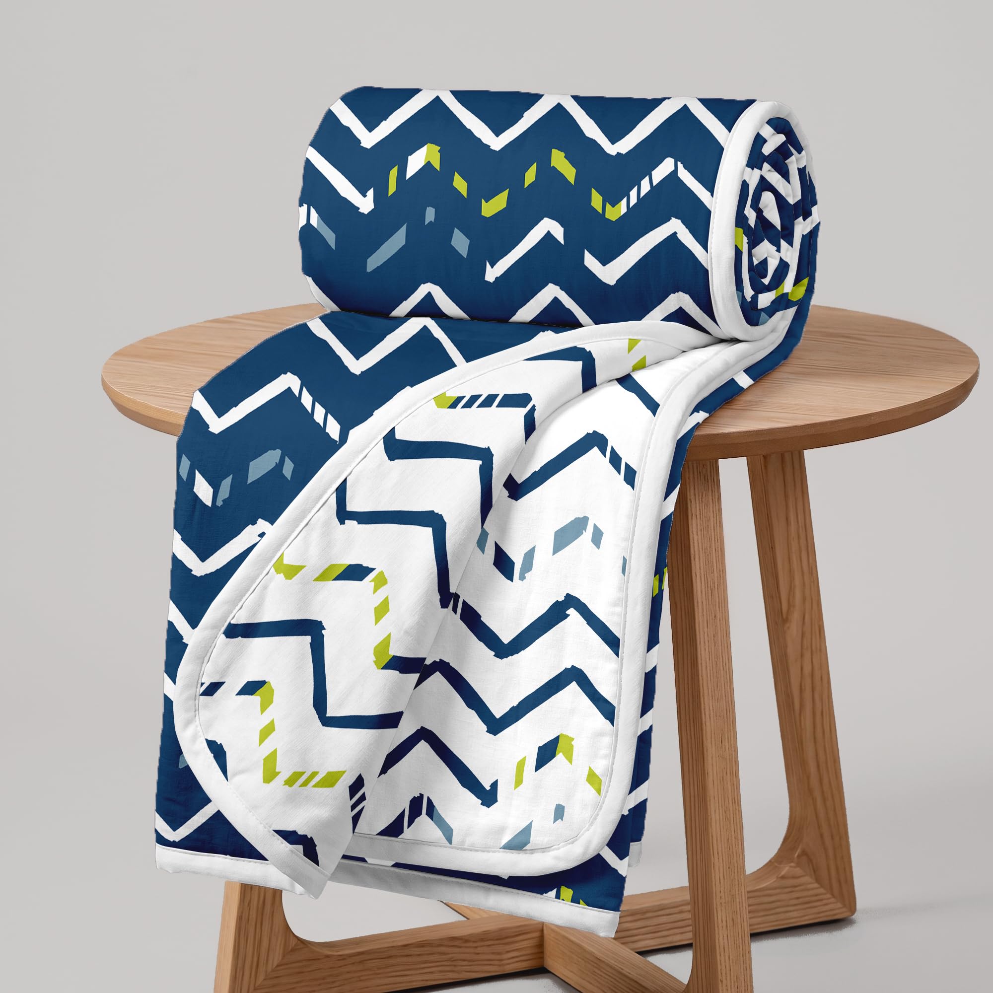 Divine Casa 120 GSM Microfiber Double Dohar | Soft & Lightweight Throw Blanket | Cozy & Breathable | All-Season Comfort | 220 x 205 CM | Zig-Zag Pattern | Blueprint-image-30