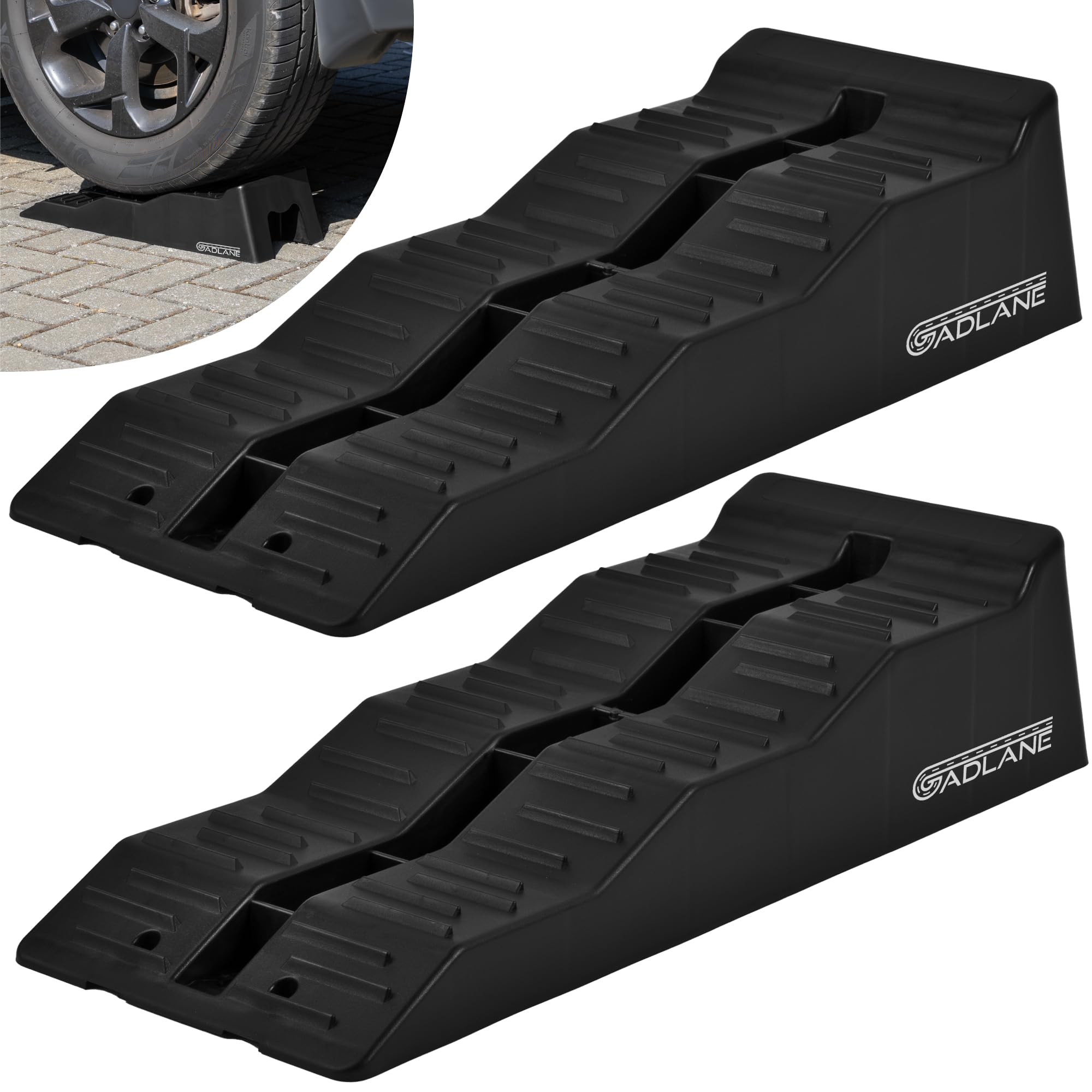 GADLANE Set de Rampes de Nivellement pour Caravane - 3 Niveaux, Antidérapant, UV-Résistant, Capacité 4.5-5 Tonnes, Idéal pour Ca