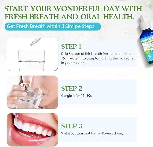 Miniatura 8 de Tratamiento para el mal aliento para adultos, gotas naturales refrescantes para el mal aliento, acción rápida, de larga duración, aumenta la