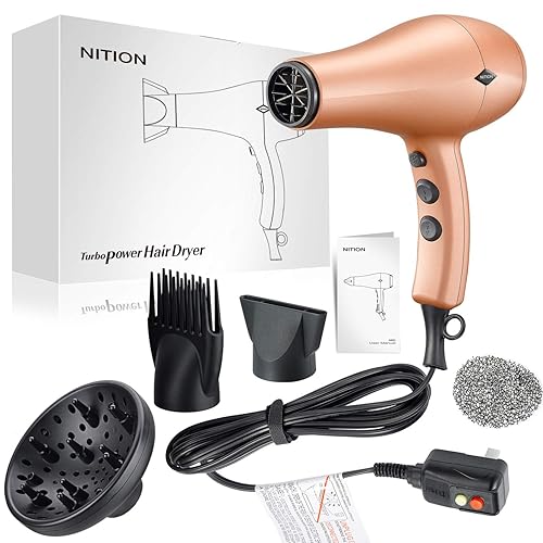 Miniatura 8 de NITION Secador de pelo de cerámica de iones negativos con difusor (tamaño grande de 5.3 pulgadas), accesorio de secador iónico, secado rápido, 1875