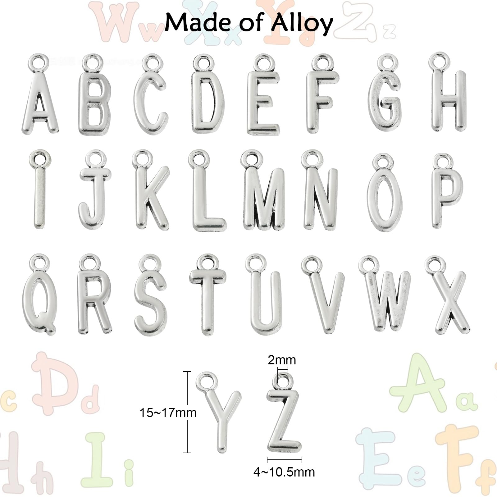 UR URLIFEHALL 130 Pcs Tibetan Silver Alphabet Letter Charms Capital Letter A-Z Charms for DIY Jewellery Making Crafts Gifts Decoration - Image 2