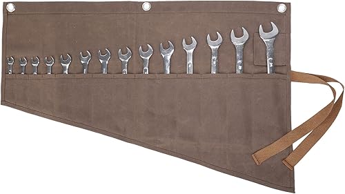 Miniatura 8 de Bolsa enrollable de lona encerada resistente de 16 onzas, bolsa de herramientas multiusos para métricas, SAE (negro )